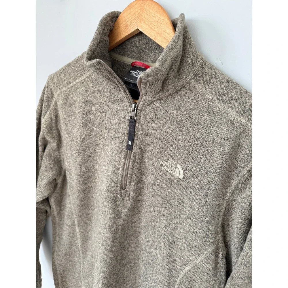 The North Face Gordon Lyons Quarter‎ Zip Fleece Sweater Mens Small Brown Heather